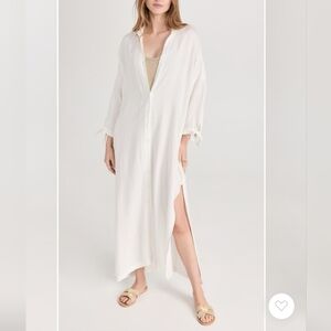 Peixoto White and Yellow Striped Button-Front Dress Size One Size